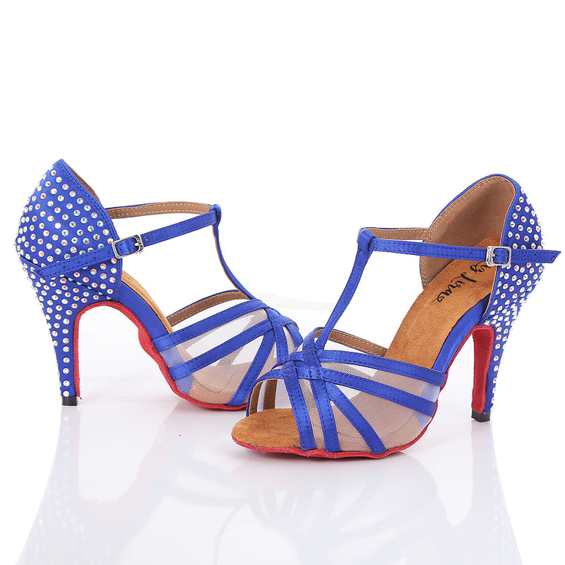 Love Collection: Cinderella -  Blue Rhinestone w/ red soles